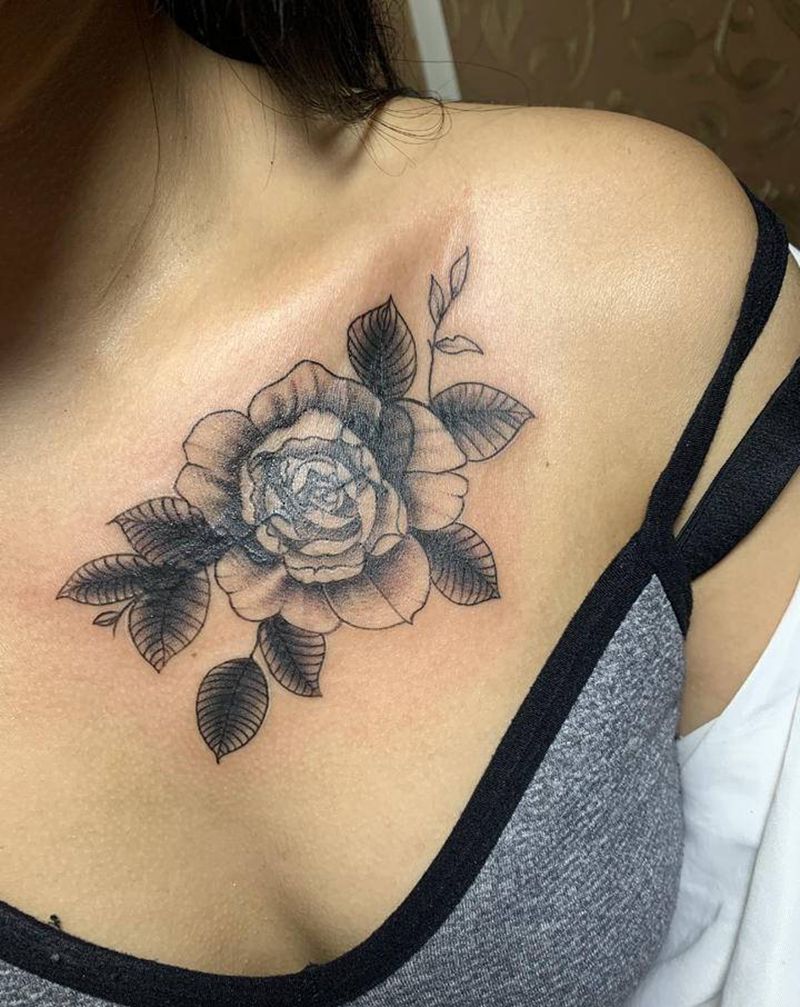 花花遮盖纹身图片_胸部纹身图案