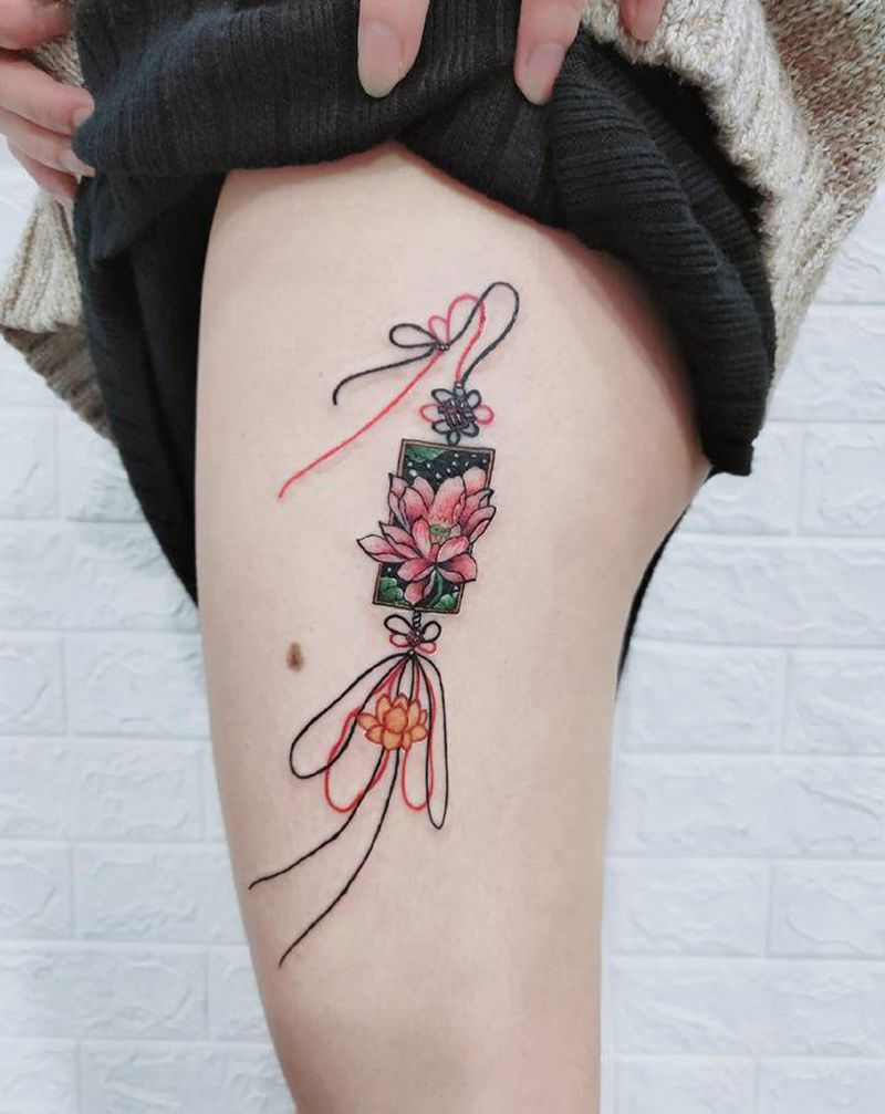 福牌纹身图片_腿部脚部新传统Old School纹身图案