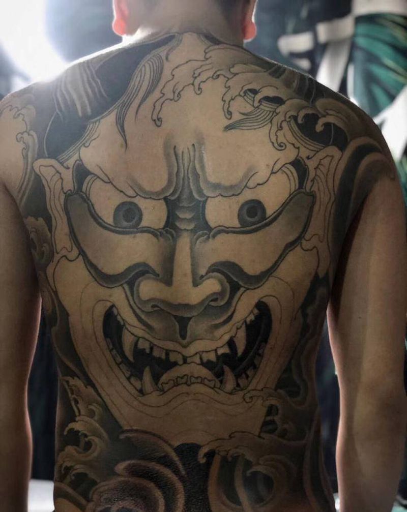 般若满背未完成纹身图片_背部新传统般若常德纹身图案