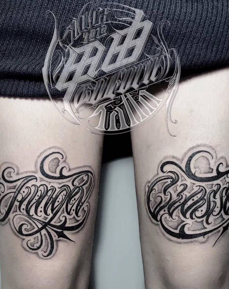 2020花体第一扎✍️纹身图片_腿部花体字纹身图案