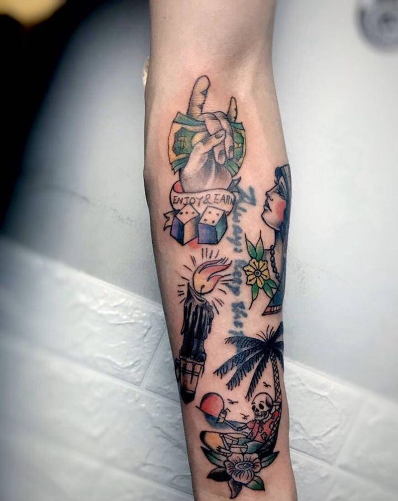 欧美纹身图片_手臂手部Old School纹身图案