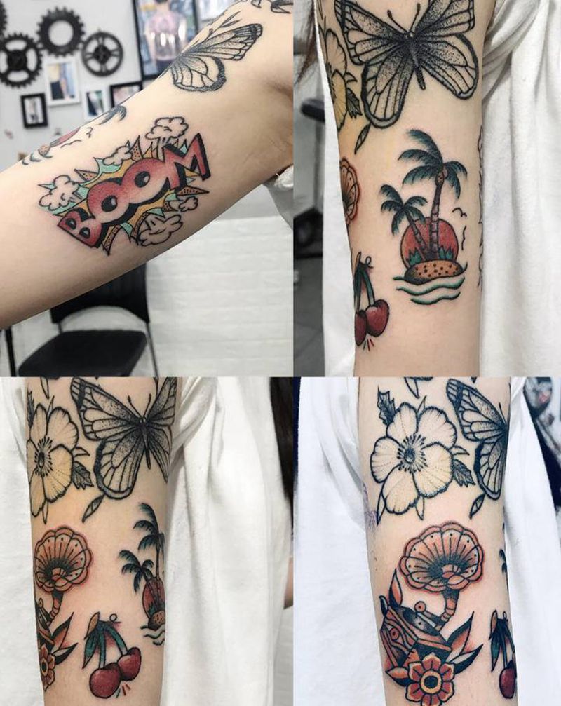 欧美小清新纹身图片_手部手臂欧美写实Old School纹身图案