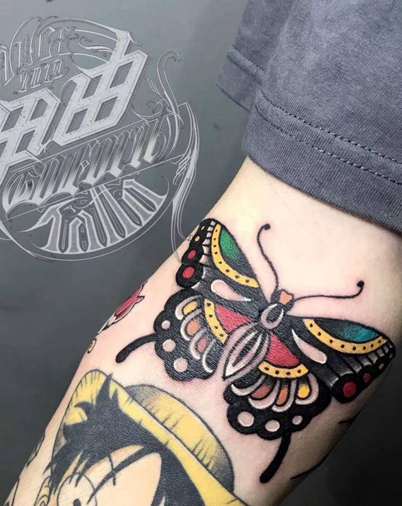 Old school拼接纹身图片_手臂Old School纹身图案