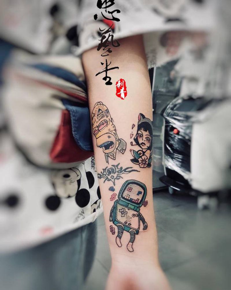 各种小作纹身图片_胸部手部New SchoolOld School纹身图案