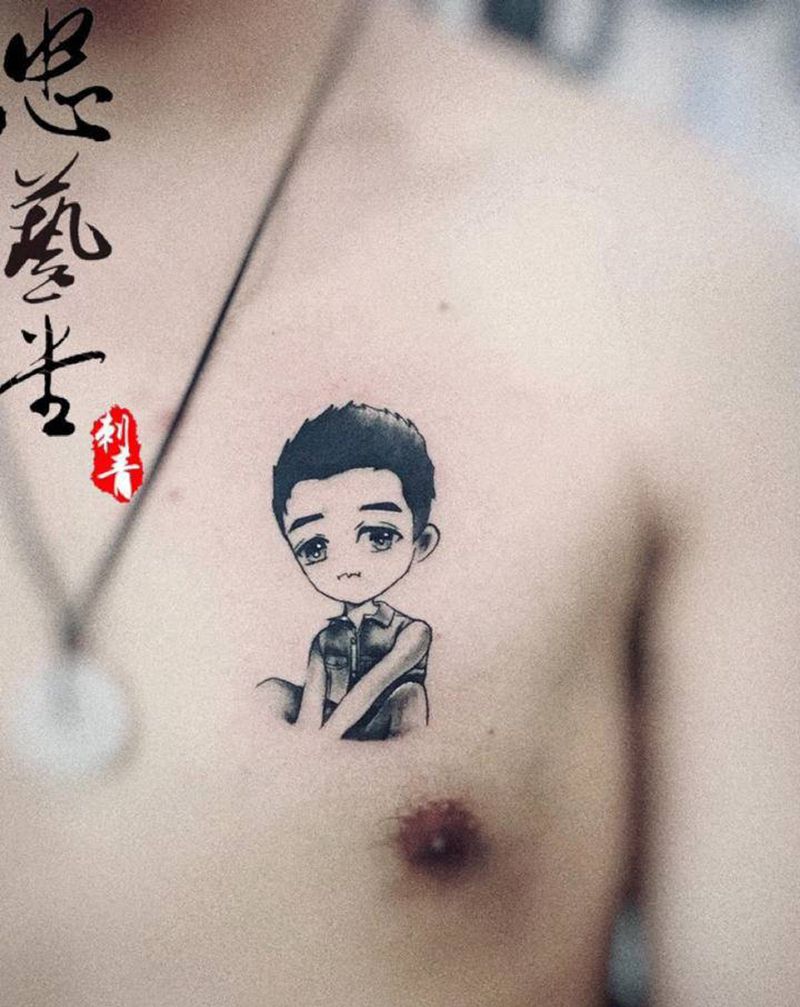 小作纹身图片_胸部手臂欧美写实水彩纹身图案