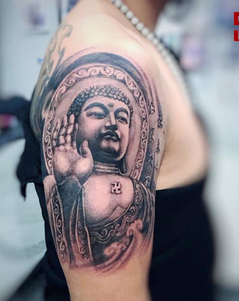佛纹身图片_手部手臂新传统老传统纹身图案