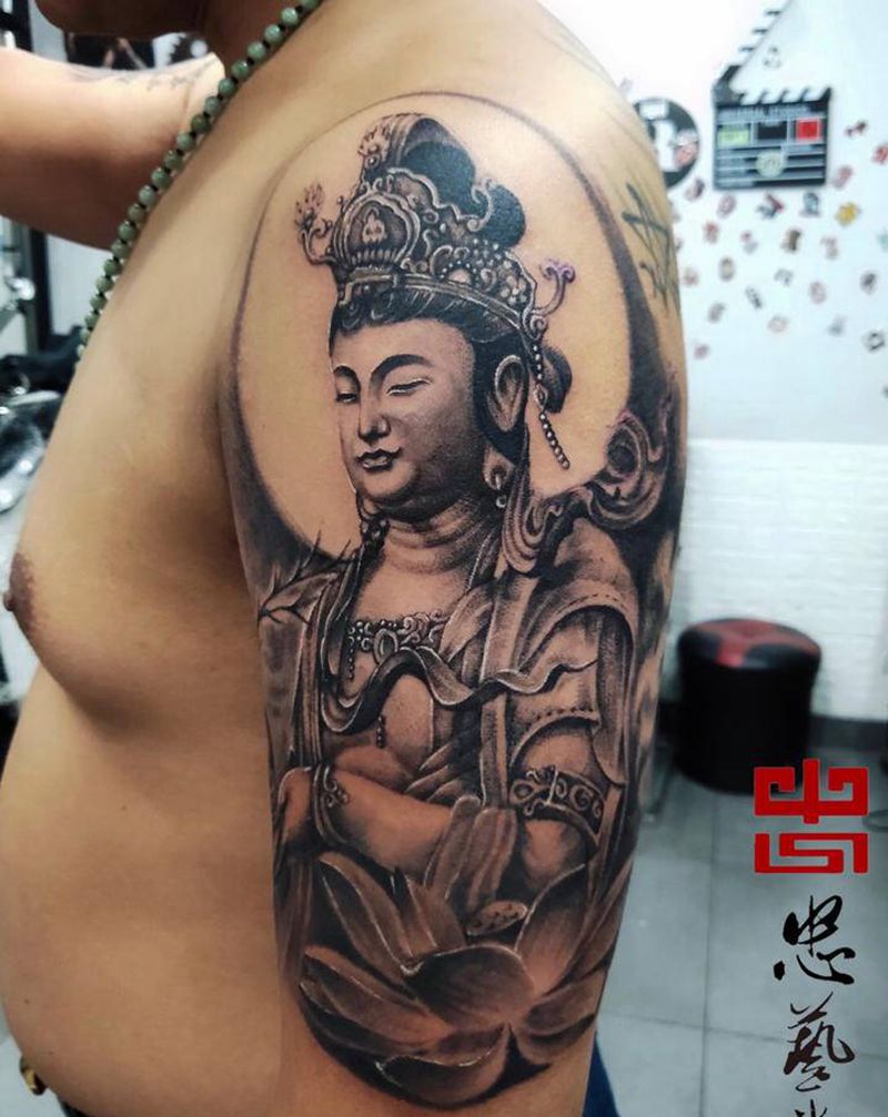 观音纹身图片_手臂手部新传统老传统纹身图案