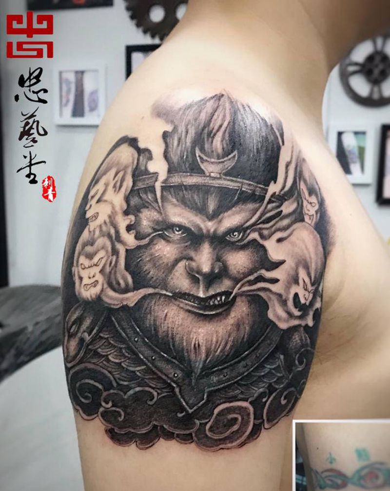 悟空纹身图片_手部手臂新传统老传统纹身图案