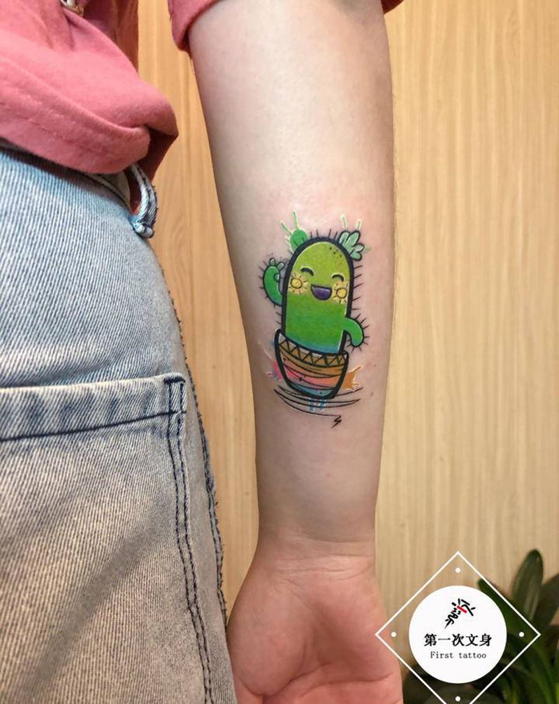 仙人掌纹身图片_手臂New School纹身图案