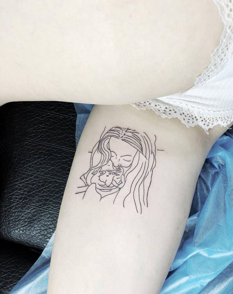 简笔纹身图片_腿部几何纹身图案