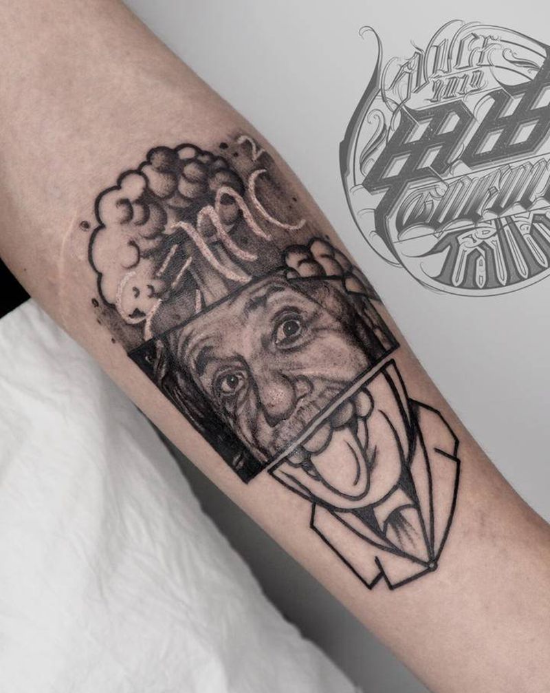 爱因斯坦纹身图片_手臂欧美写实Old School纹身图案