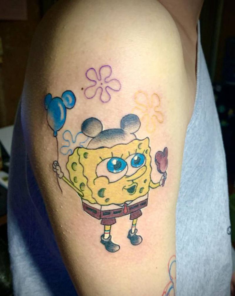 海绵宝宝纹身图片_手臂纹身图案