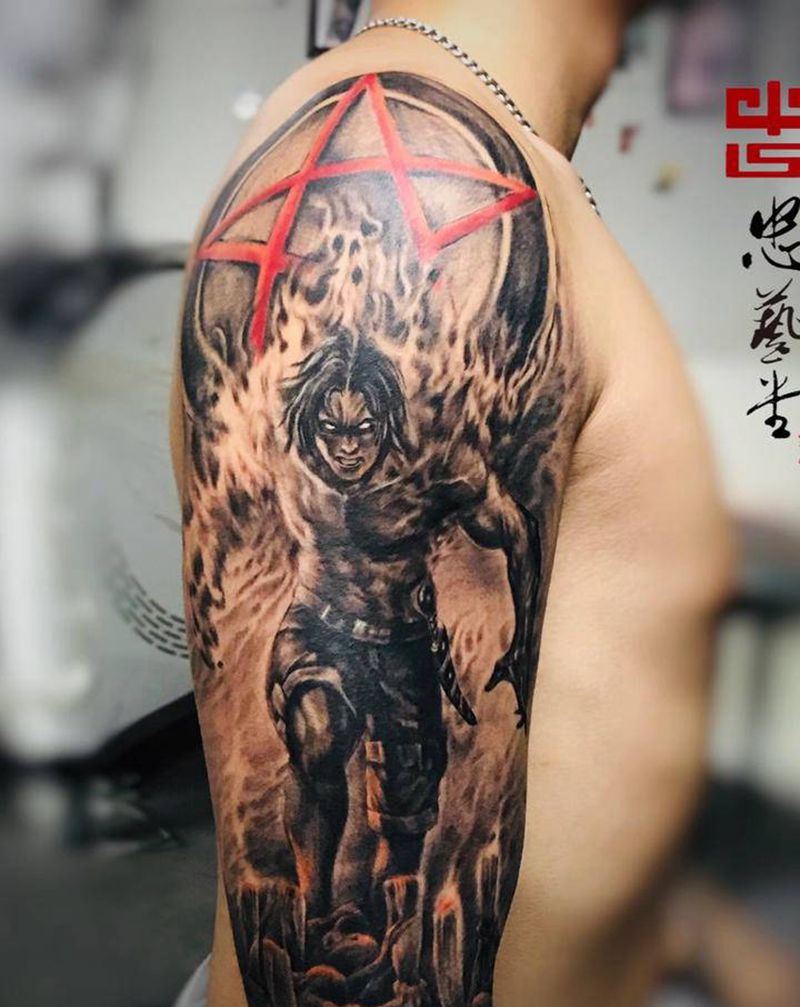 海贼王系列纹身图片_手臂手部欧美写实新传统纹身图案