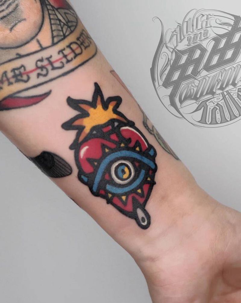 扭蛋机合集纹身图片_手臂Old School纹身图案