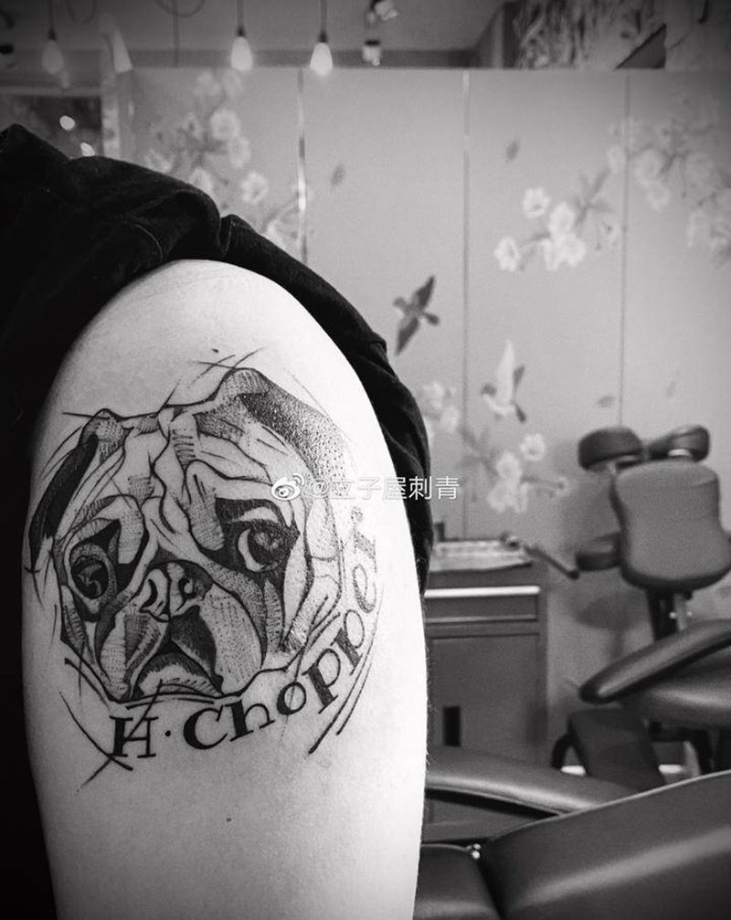 速写宠物纹身图片_手臂纹身图案