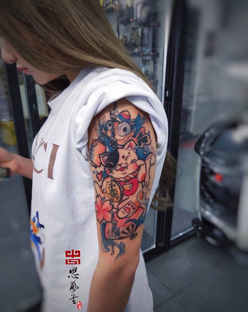 卡通纹身图片_手臂手部New SchoolOld School纹身图案