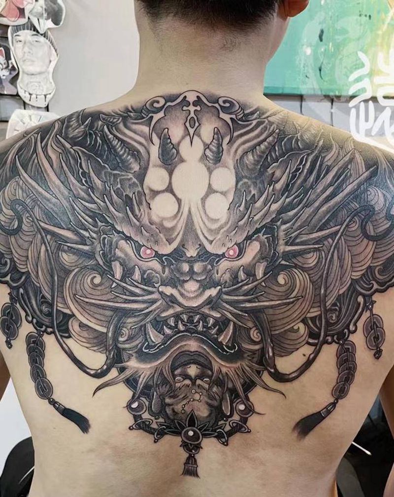 龙头纹身图片_背部纹身图案