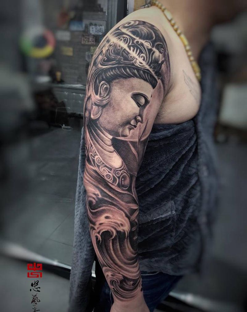 花臂 佛纹身图片_手部手臂新传统欧美写实纹身图案