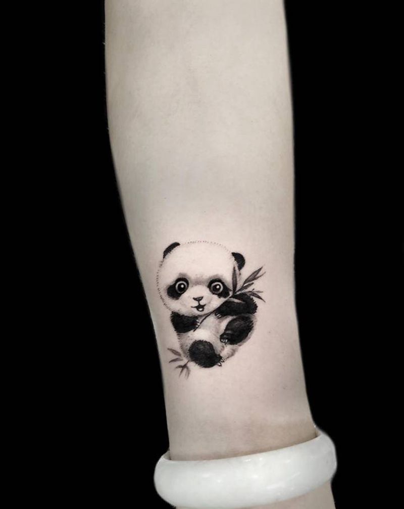 熊猫纹身图片_手臂纹身图案