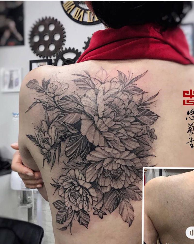 遮盖纹身纹身图片_肩部背部点刺Old School纹身图案