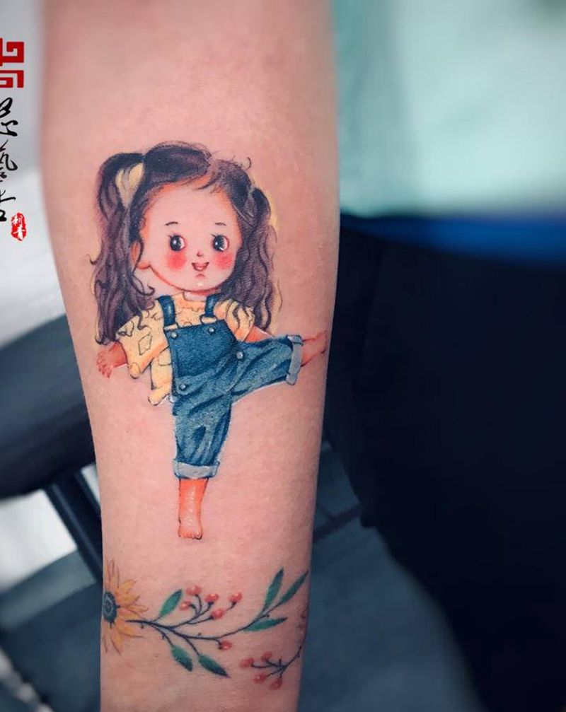 小可爱纹身图片_手臂手部Old School水彩纹身图案