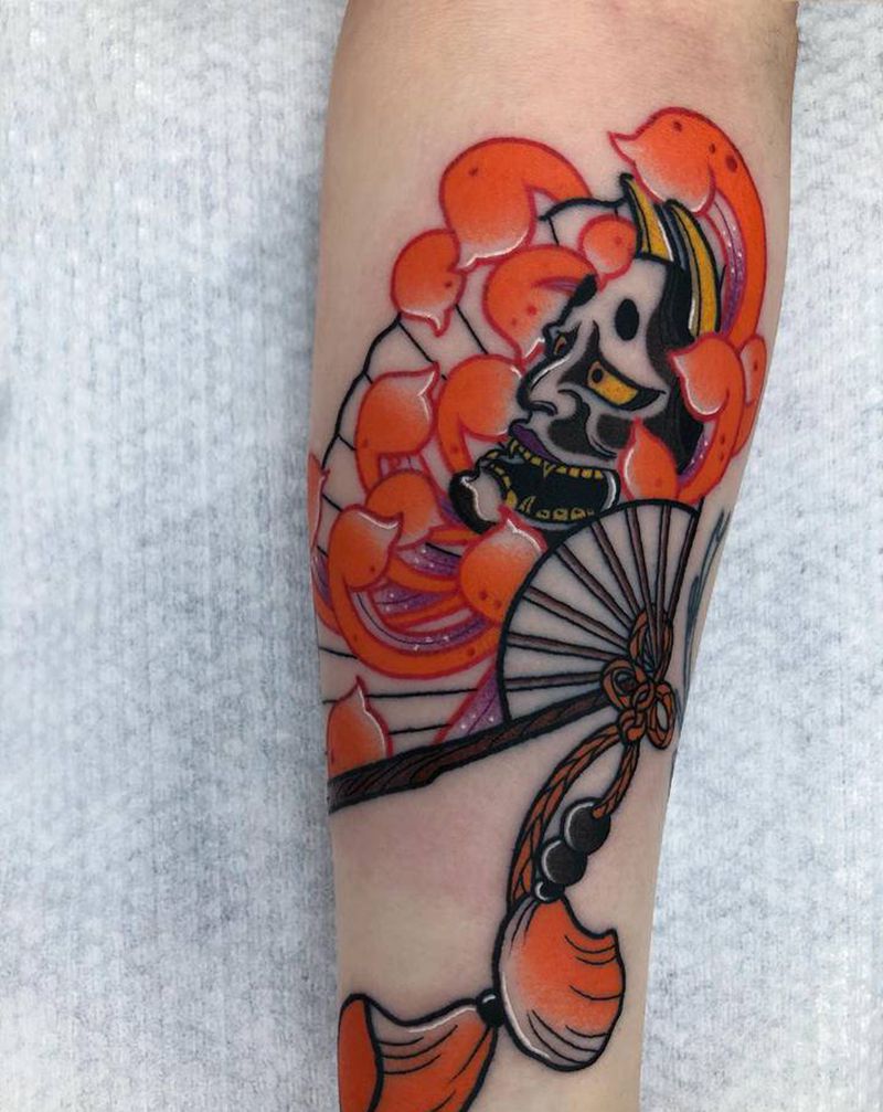 日式小图纹身图片_手臂老传统日式小图般若菊花纹身图案