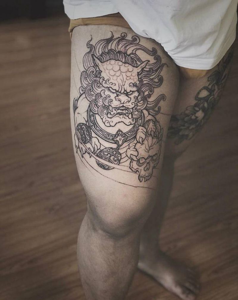 湘西瞳画纹身图片_腿部纹身图案