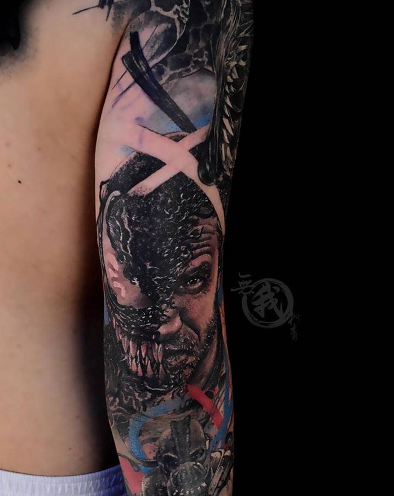 欧美作品纹身图片_手臂手部欧美写实水彩纹身图案