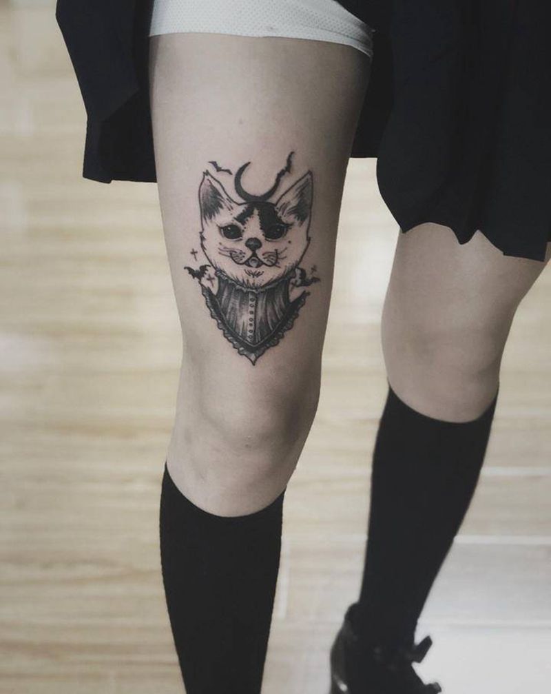 湘西瞳画纹身图片_腿部纹身图案