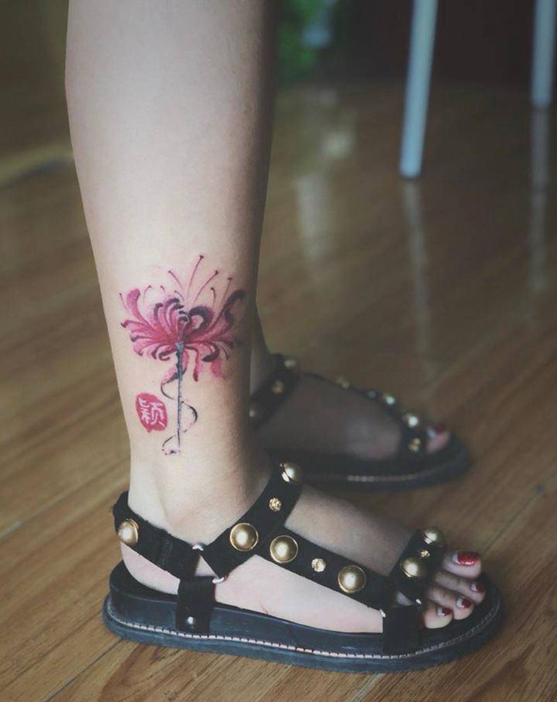 湘西瞳画纹身图片_脚部纹身图案