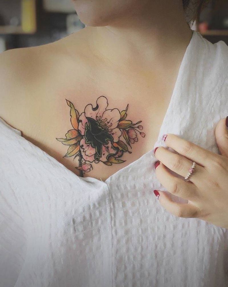 遮盖作品纹身图片_胸部纹身图案