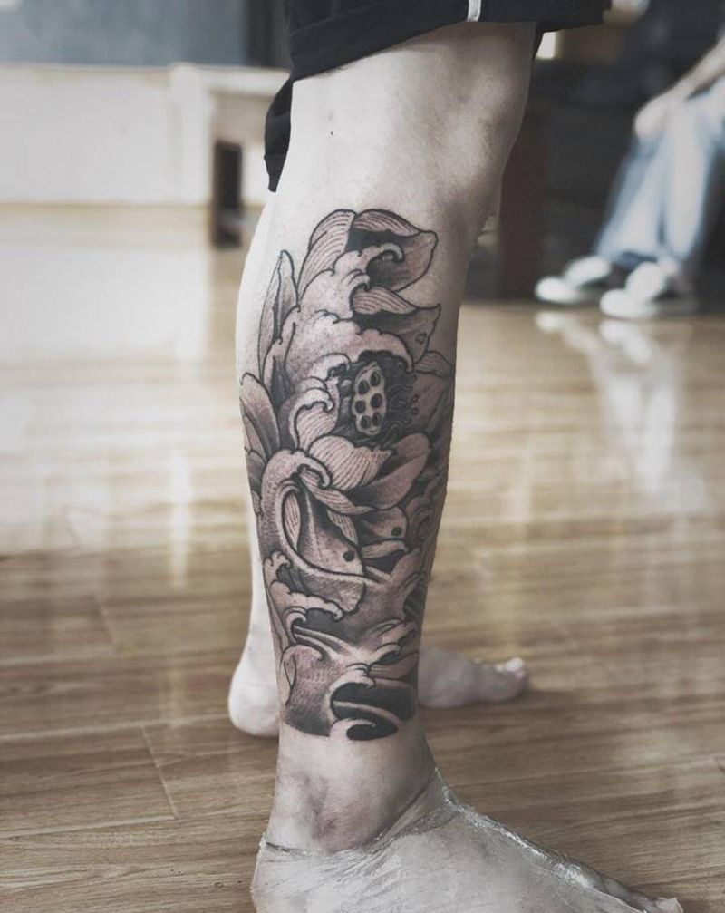 湘西瞳画纹身图片_腿部纹身图案