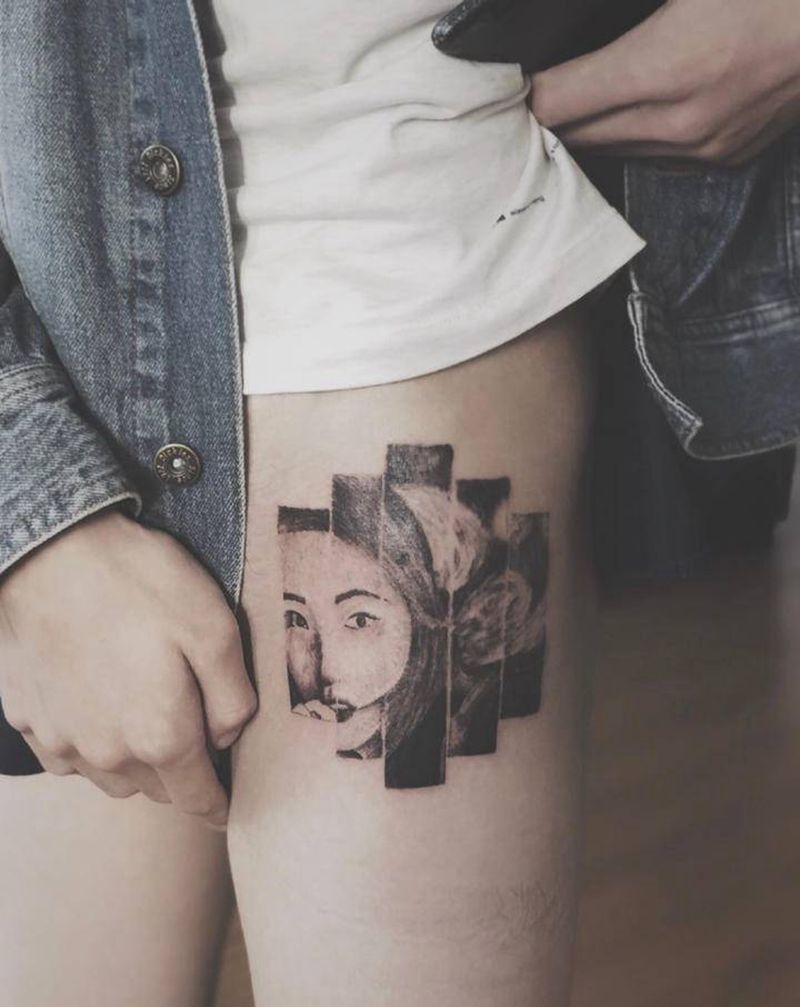 湘西瞳画纹身图片_腿部纹身图案