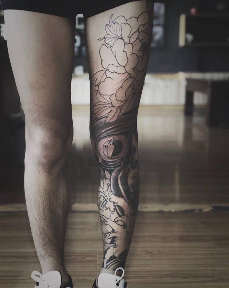 湘西瞳画纹身图片_腿部纹身图案