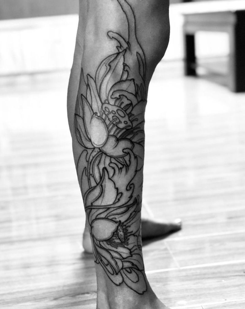 湘西瞳画纹身图片_腿部纹身图案