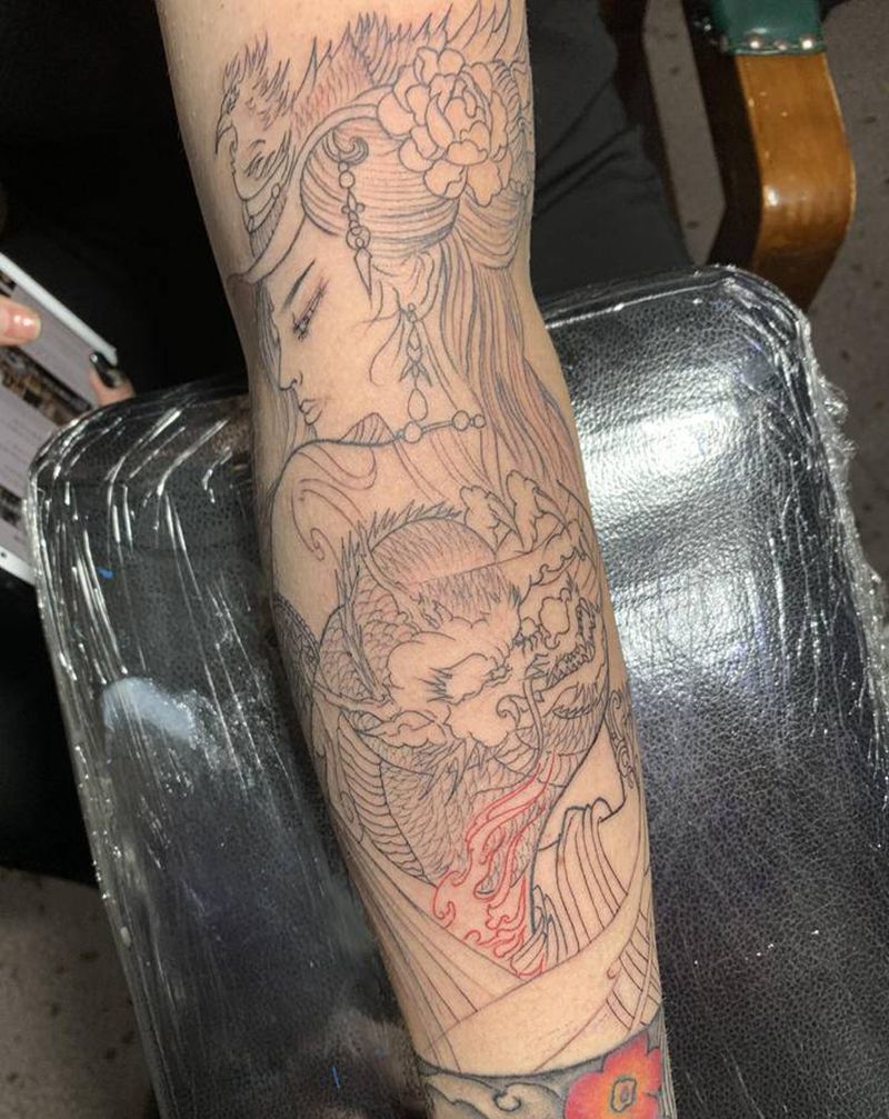 花臂纹身图片_手臂新传统纹身图案