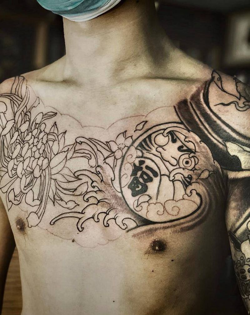 湘西瞳画刺青纹身图片_胸部纹身图案