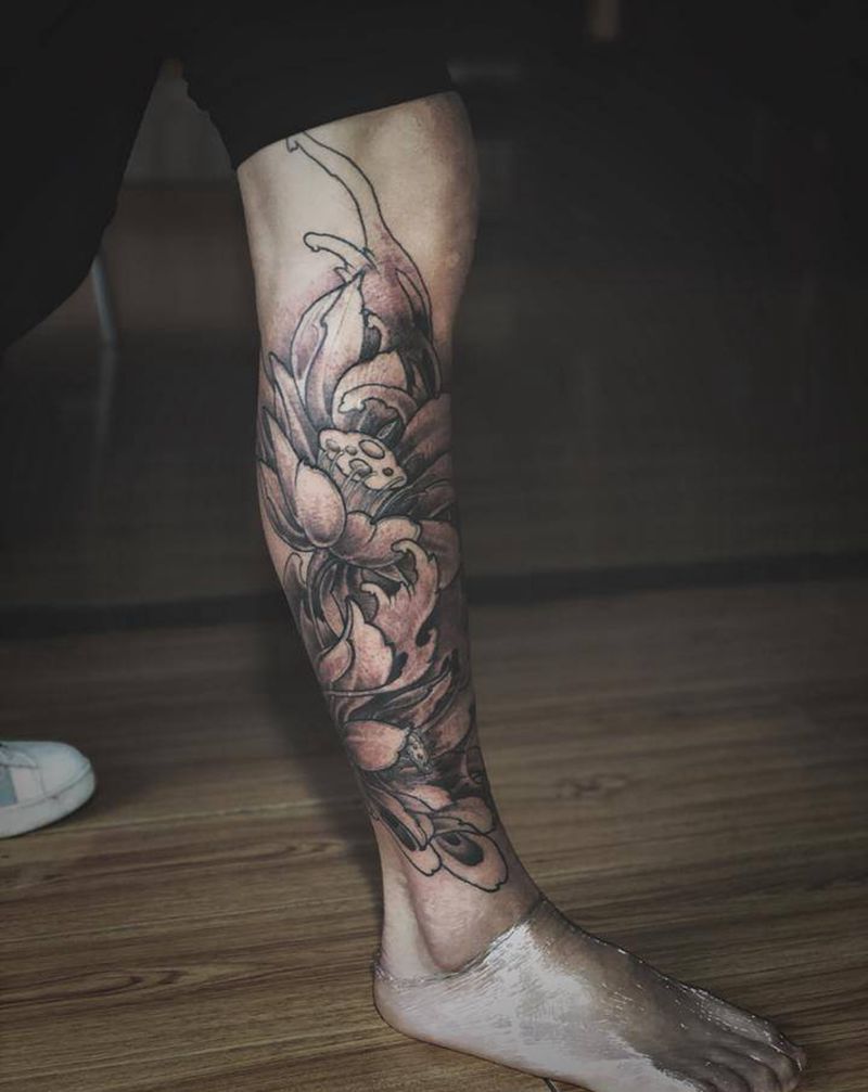 湘西瞳画纹身图片_腿部纹身图案