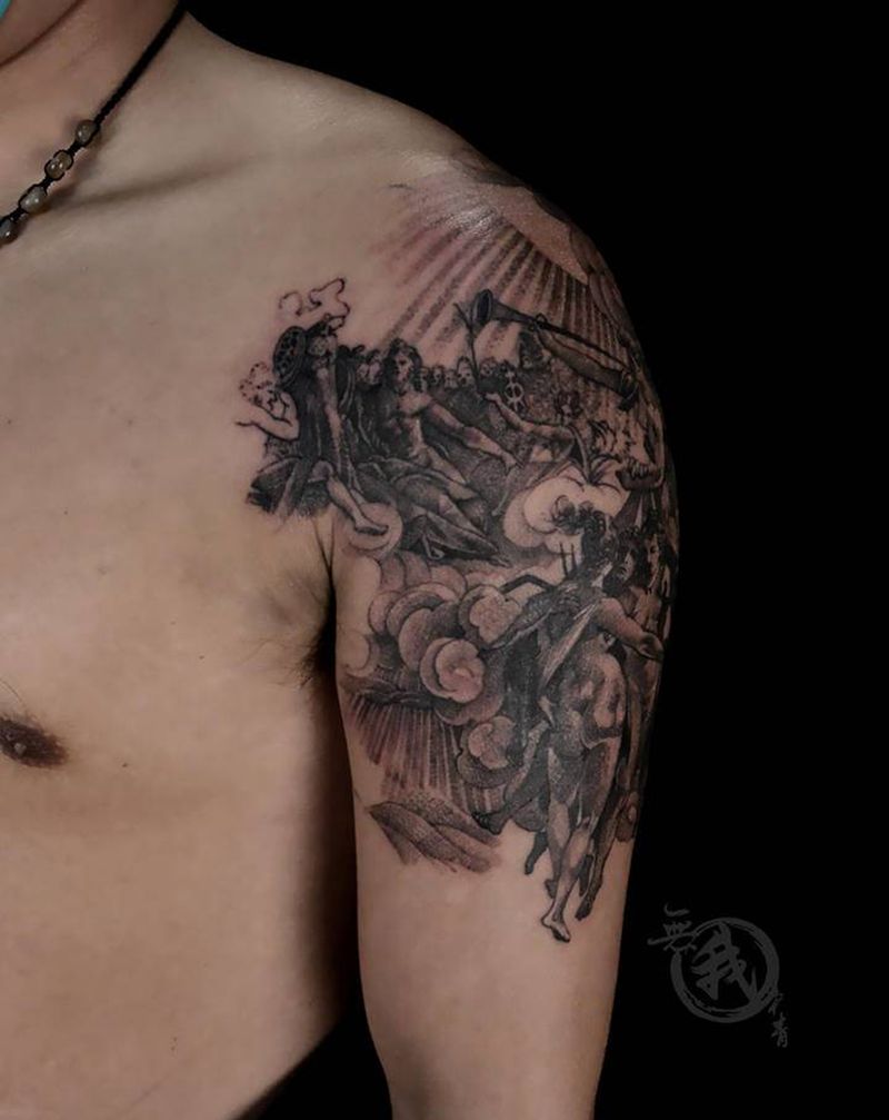 天使纹身图片_手臂手部欧美写实纹身图案