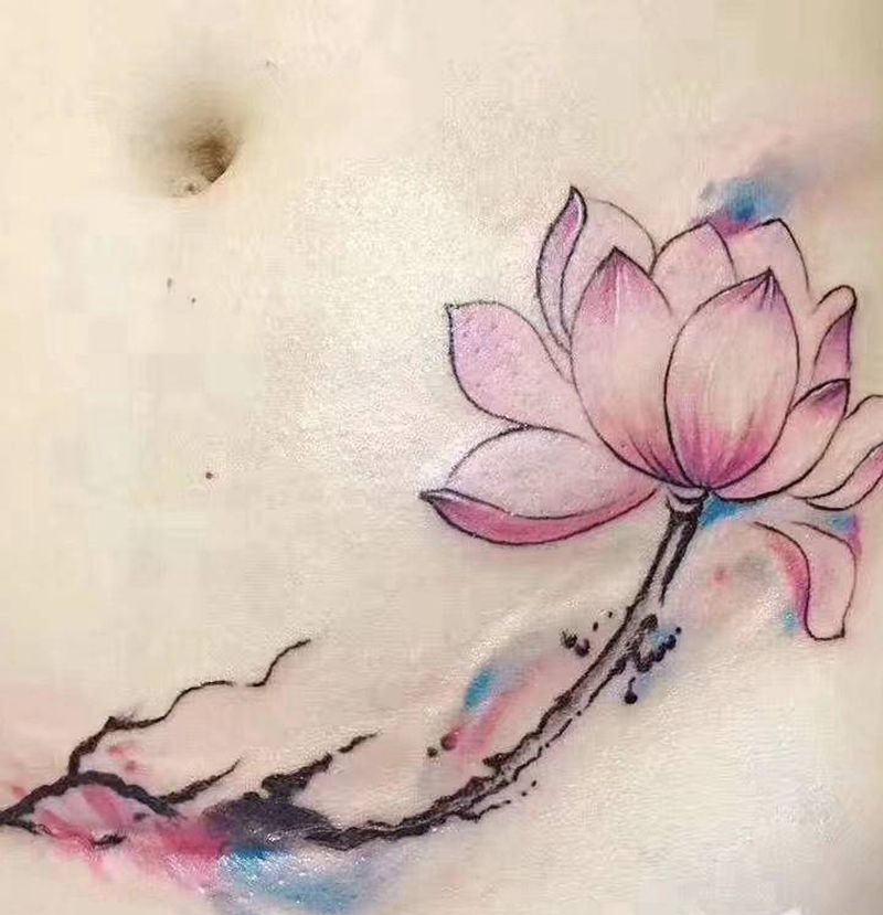 剖腹产盖疤纹身图片_腹部新传统老传统纹身图案