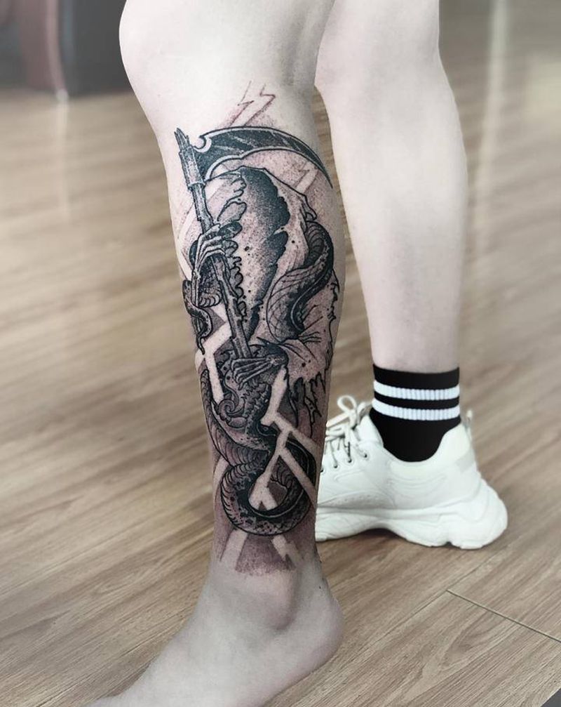 湘西瞳画刺青纹身图片_腿部纹身图案