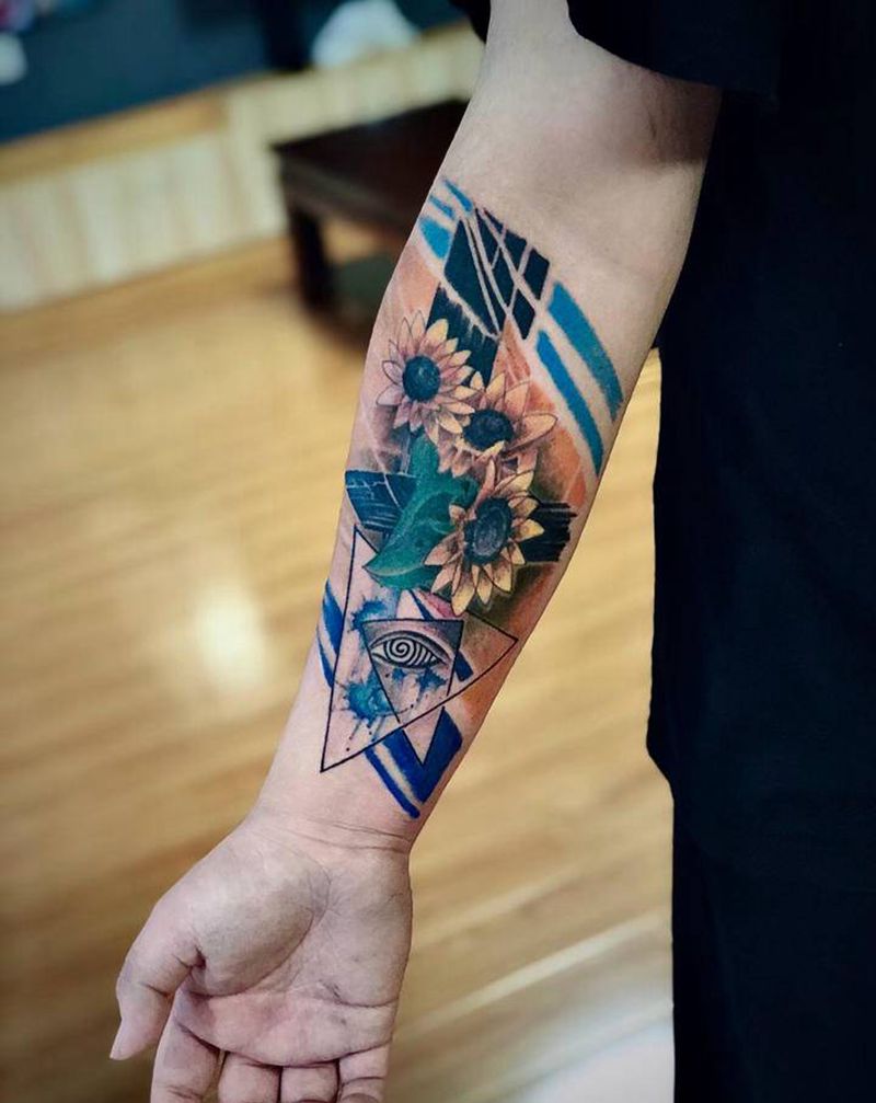 湘西瞳画刺青纹身图片_手臂水彩纹身图案