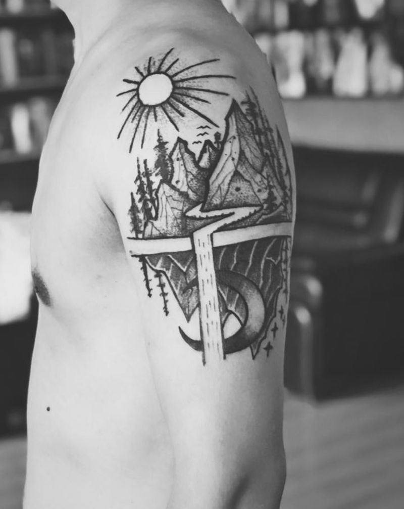 湘西瞳画刺青纹身图片_几何点刺纹身图案