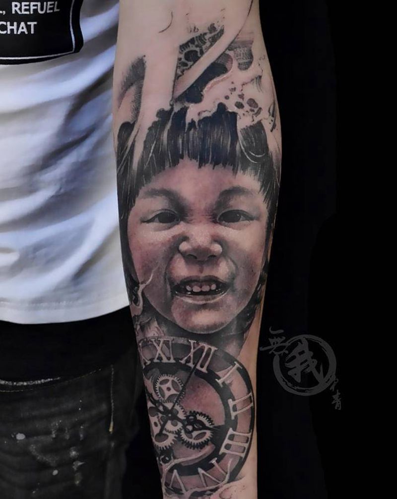肖像纹身图片_手臂欧美写实纹身图案