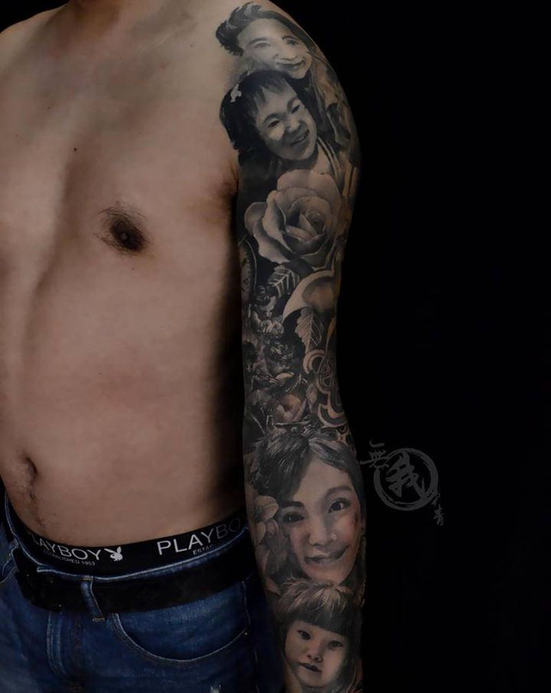 包整臂纹身图片_手臂欧美写实纹身图案