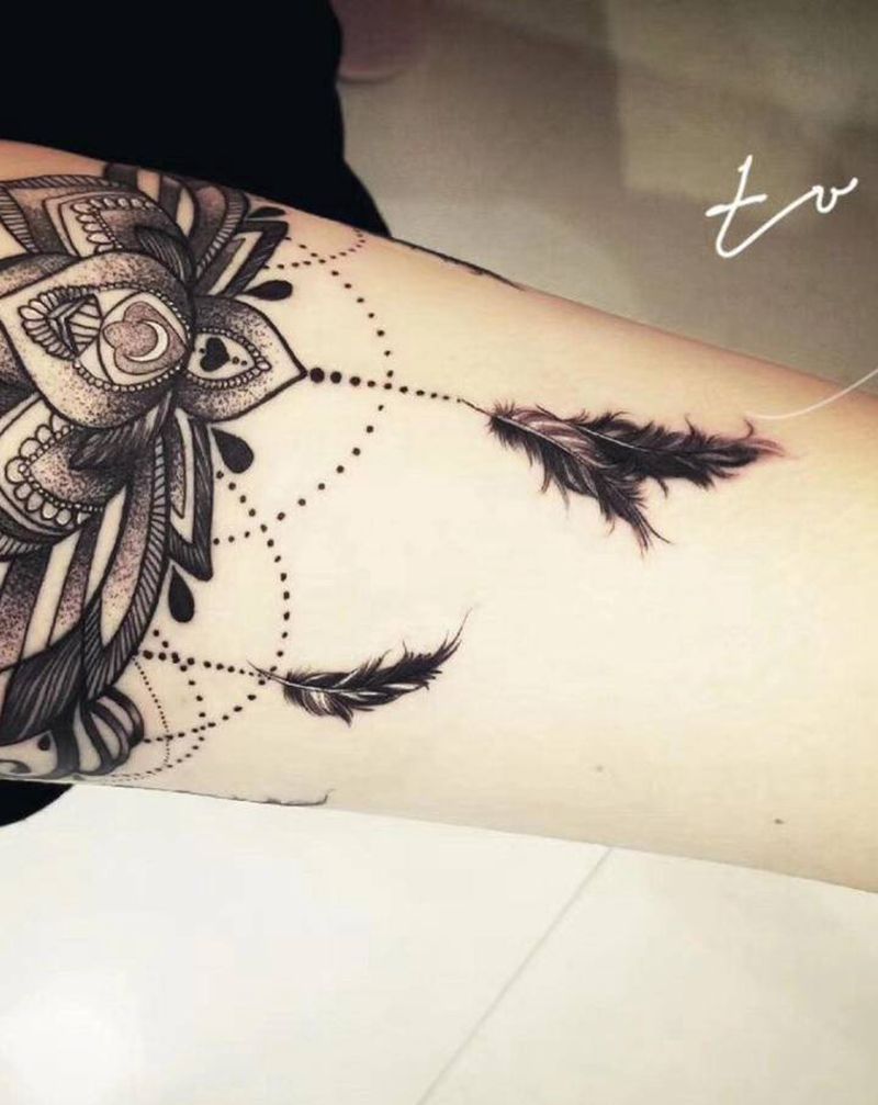 点刺纹身图片_腿部点刺纹身图案