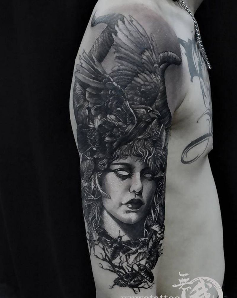 女神纹身图片_手臂欧美写实纹身图案