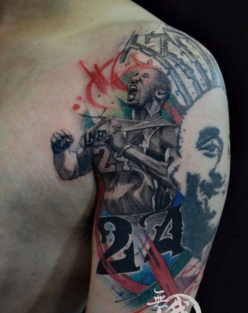 科比纹身图片_手臂欧美写实纹身图案