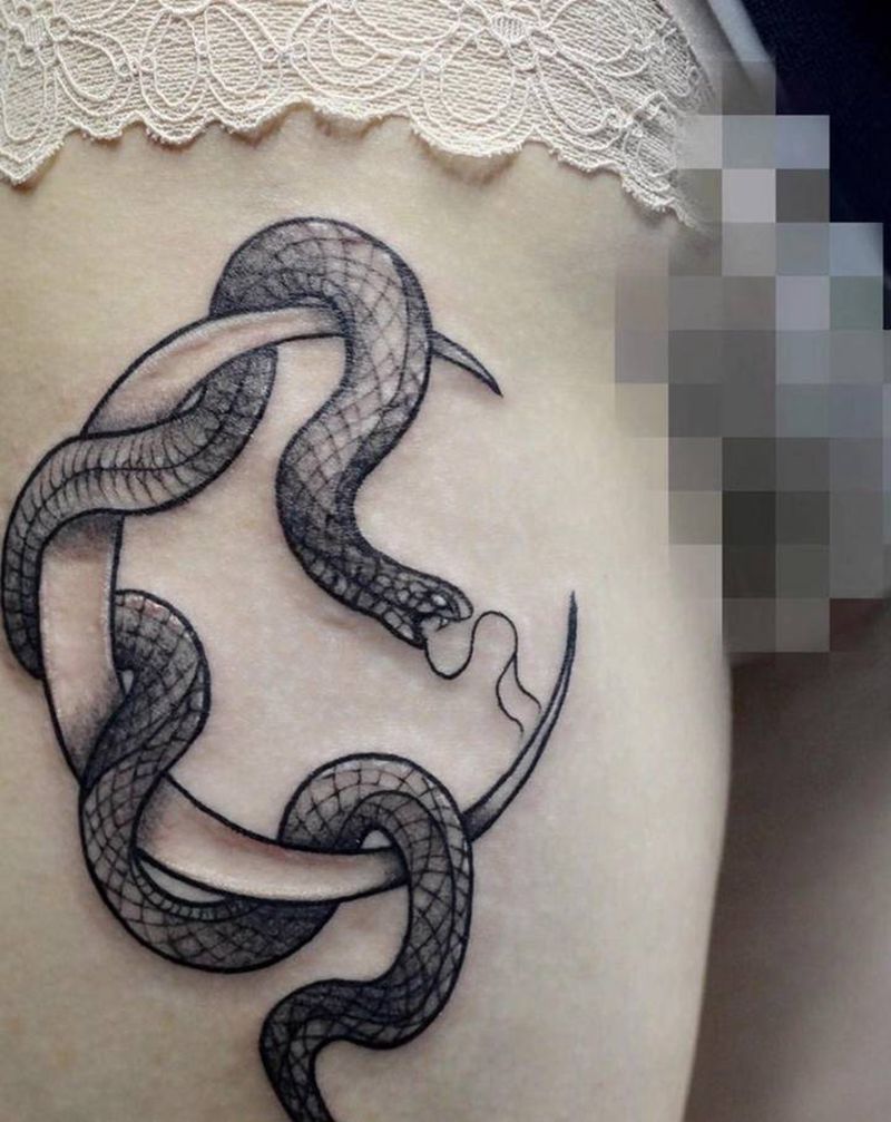 小清新纹身图片_腿部新传统纹身图案