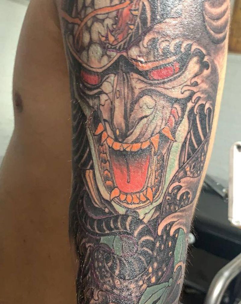 花臂纹身图片_手臂新传统纹身图案